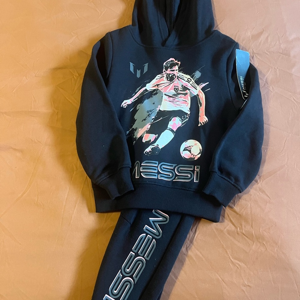 BNWT Black Messi Collection Matching Sweatshirt and Pants 4T